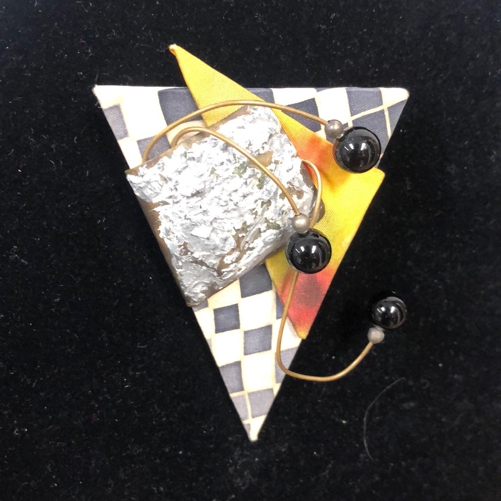 Retro Mid-80s Abstract Silk Geometric Brooch